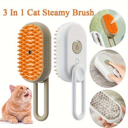 No-Rinse Pet Cleaning Brush – Steam Fluff Removal & Massage Comb