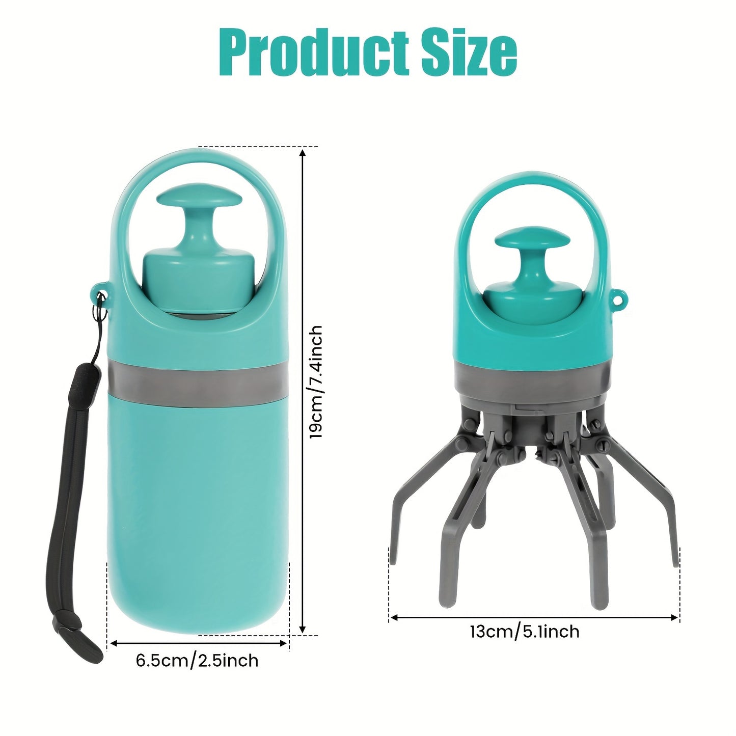 ClawGrip Pro: Portable Dog Poop Scooper with Leak-Proof Dispenser (Teal)