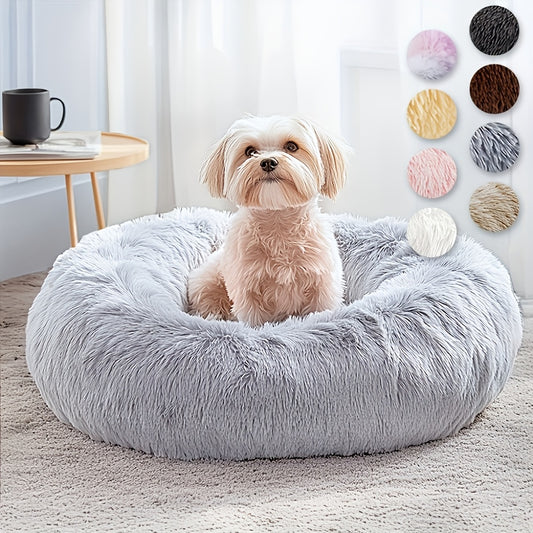 Calm & Cozy Paws: Heated Donut Cuddler Bed for Pets