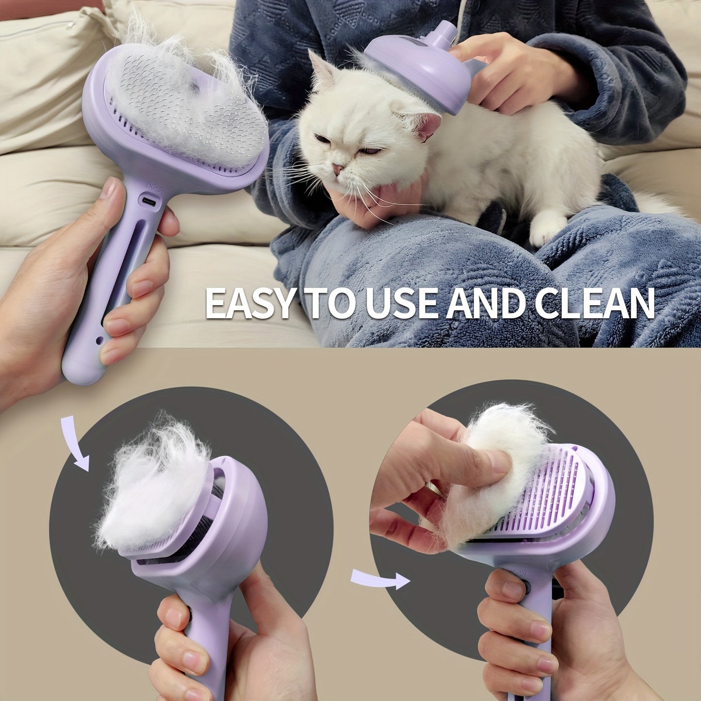 Cat Steam Brush – USB Rechargeable Pet Grooming Tool