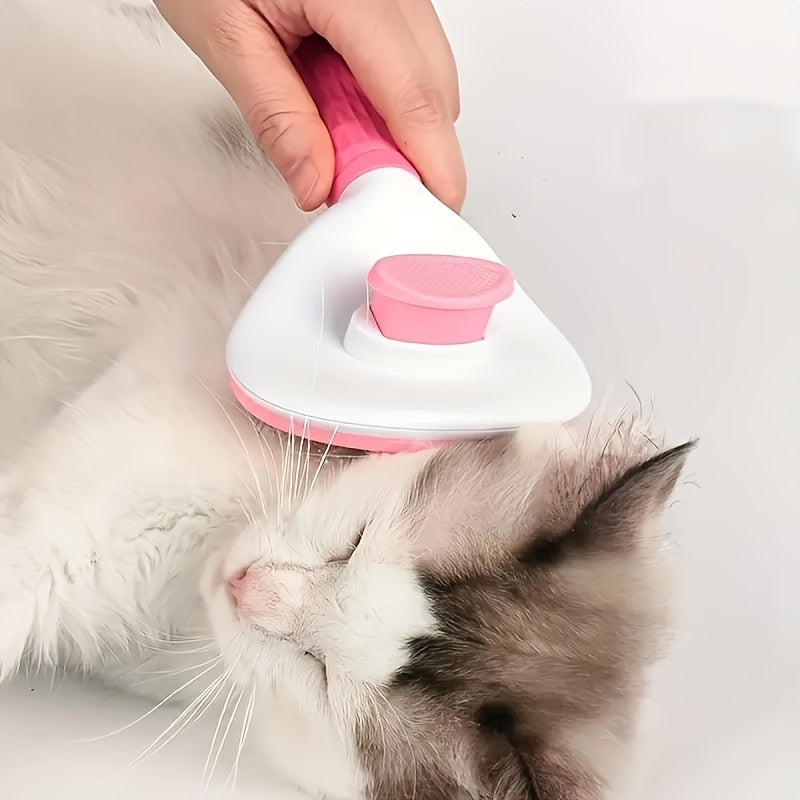 PurrfectGlow Pro: Self-Cleaning Pet Comb with Massage Feature & Stainless Steel Needles