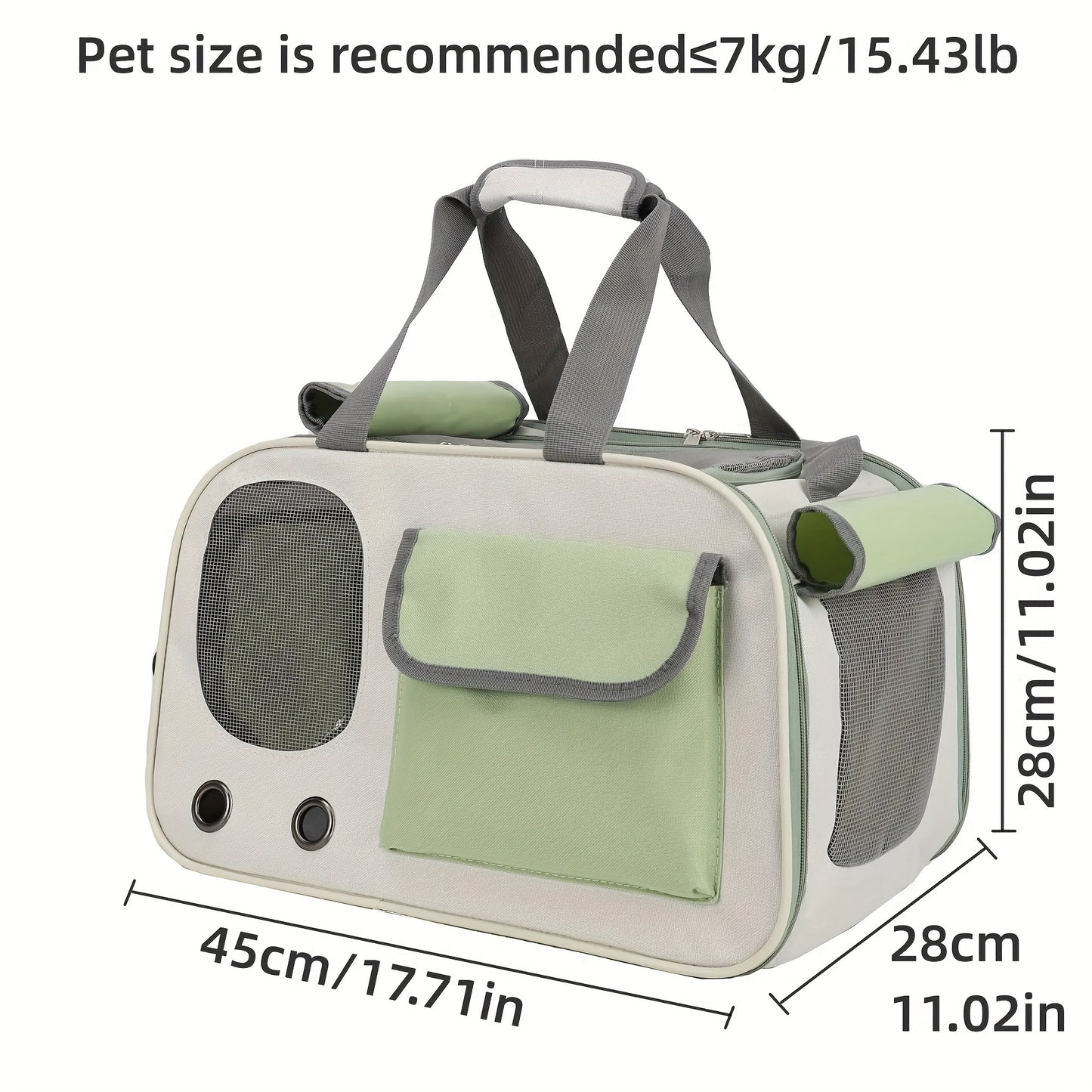 Ventilated Space Capsule: Foldable Pet Carrier for Cats & Small Dogs (Gray)