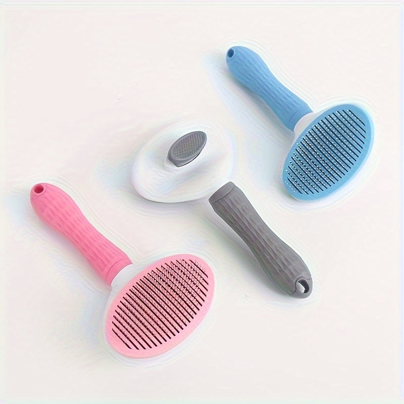 PurrfectGlow Pro: Self-Cleaning Pet Comb with Massage Feature & Stainless Steel Needles