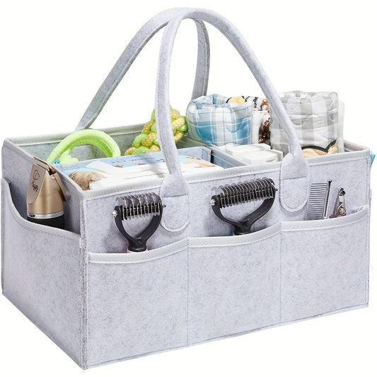 Premium Light Gray Grooming Tote: Portable Organizer for Pet Care On-the-Go