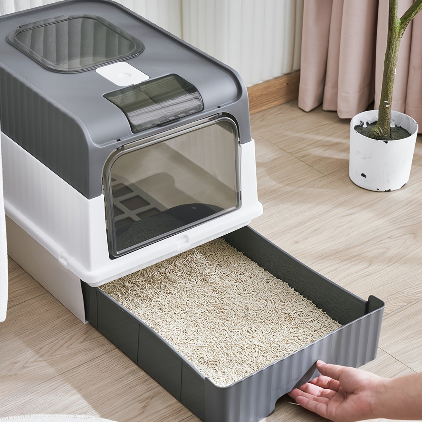 PurrPort: Foldable Travel Litter Box with Lid & Scoop for Small Cats