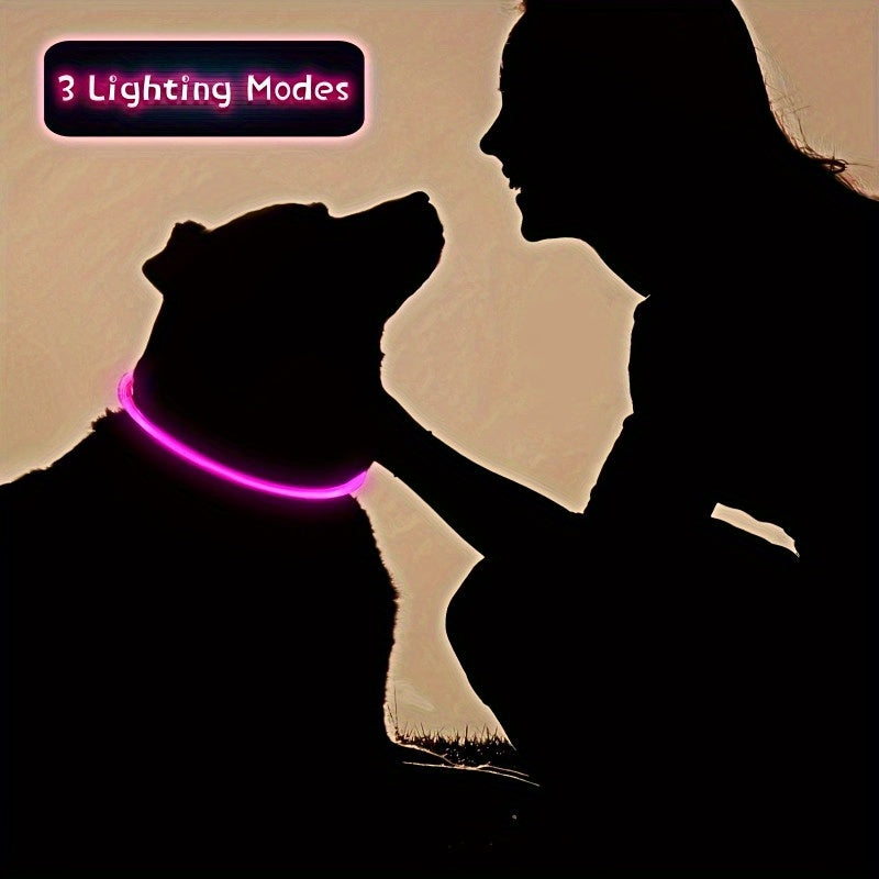 GlowGuard: USB Rechargeable LED Dog Collar with 360° Visibility