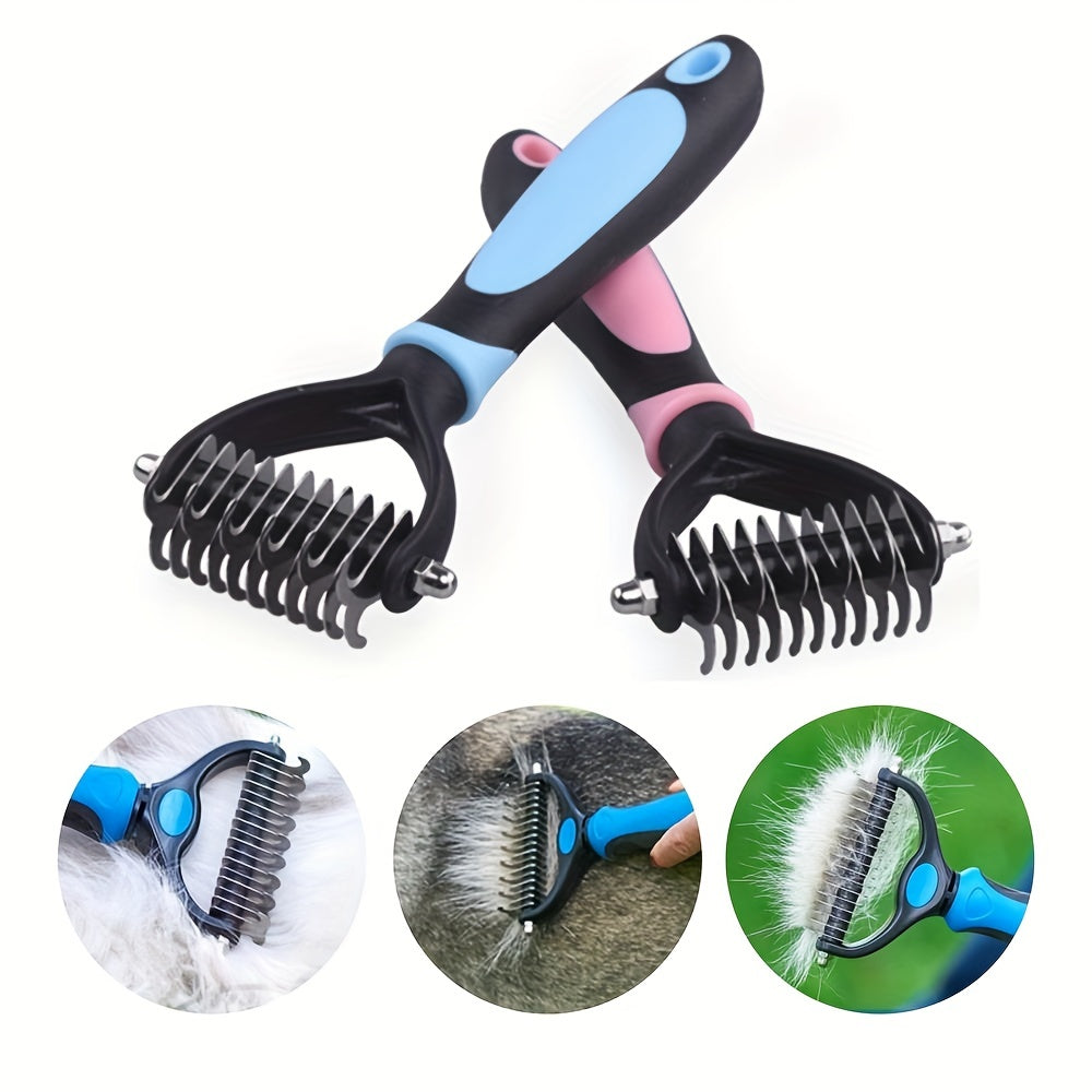 Dual-Action Pet Comb: 2-in-1 Knot Cutter & Thinner with Safety Blades