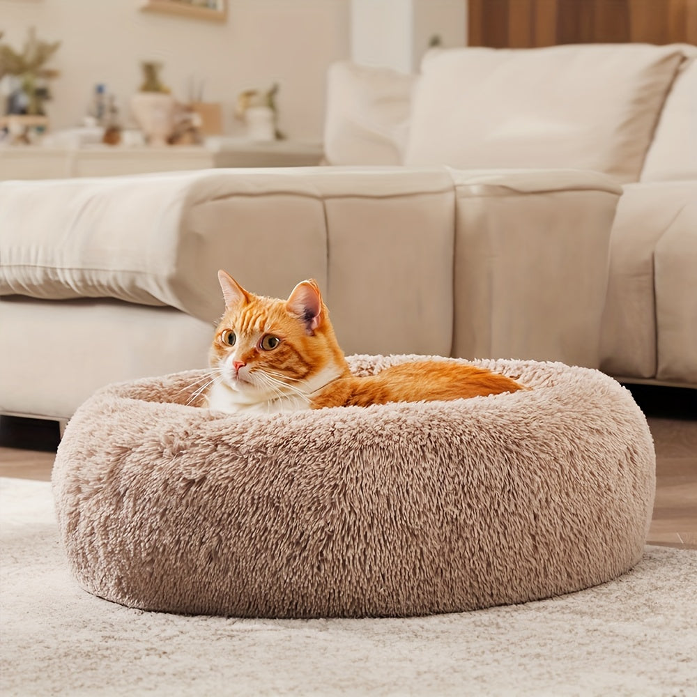 Calm & Cozy Paws: Heated Donut Cuddler Bed for Pets