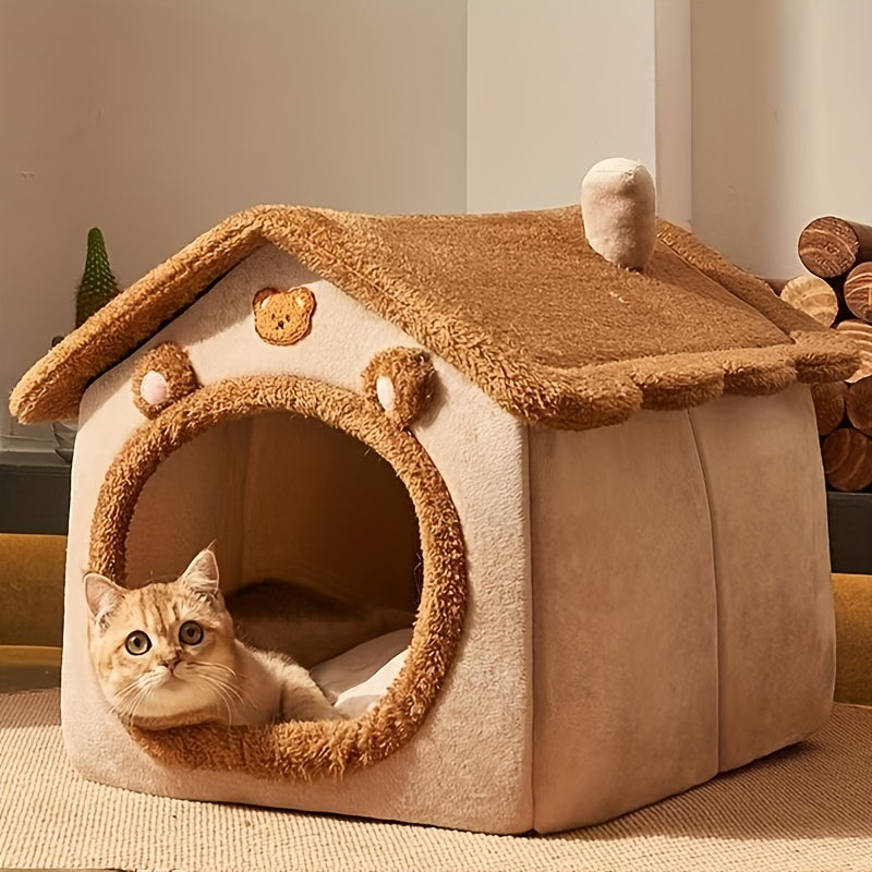 CozyNest Deluxe Cat Cave – Removable, Washable & Winter Warm Pet Bed House (S/M/L) ❄️🐾