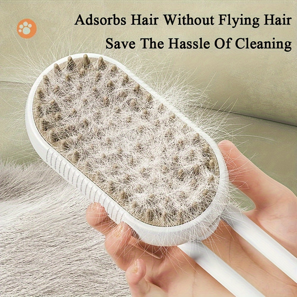 No-Rinse Pet Cleaning Brush – Steam Fluff Removal & Massage Comb