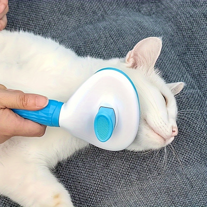 PurrfectGlow Pro: Self-Cleaning Pet Comb with Massage Feature & Stainless Steel Needles