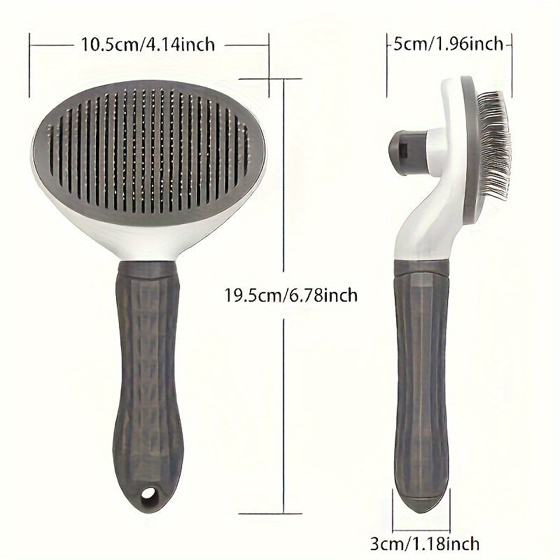 PurrfectGlow Pro: Self-Cleaning Pet Comb with Massage Feature & Stainless Steel Needles