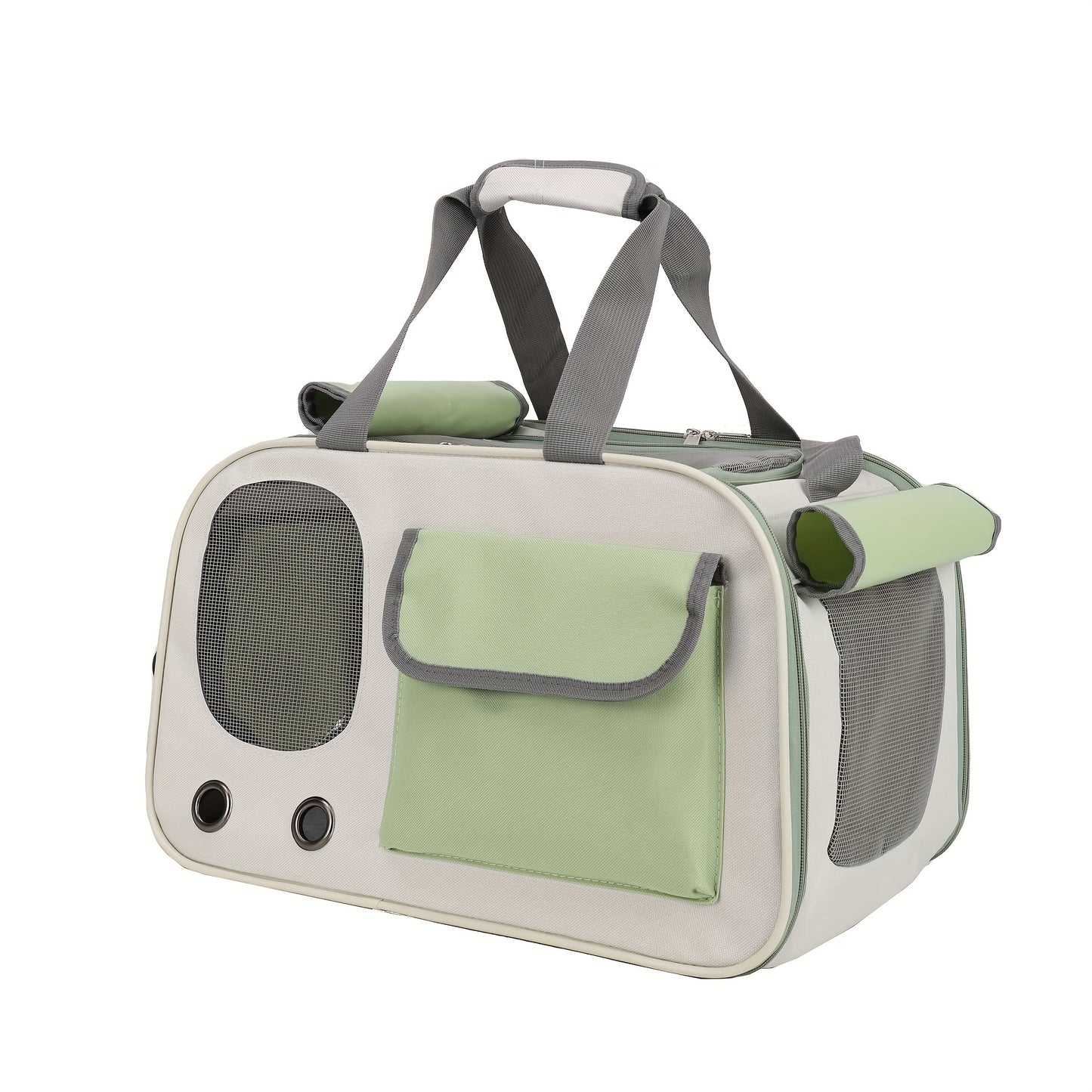 Ventilated Space Capsule: Foldable Pet Carrier for Cats & Small Dogs (Gray)