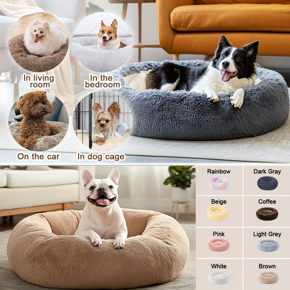 Calm & Cozy Paws: Heated Donut Cuddler Bed for Pets