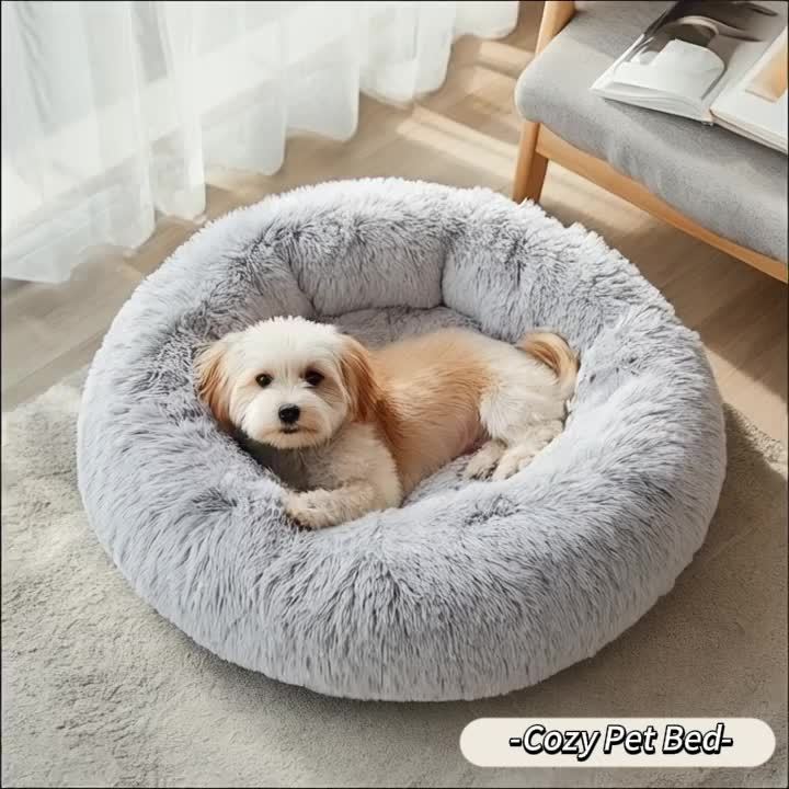 Calm & Cozy Paws: Heated Donut Cuddler Bed for Pets