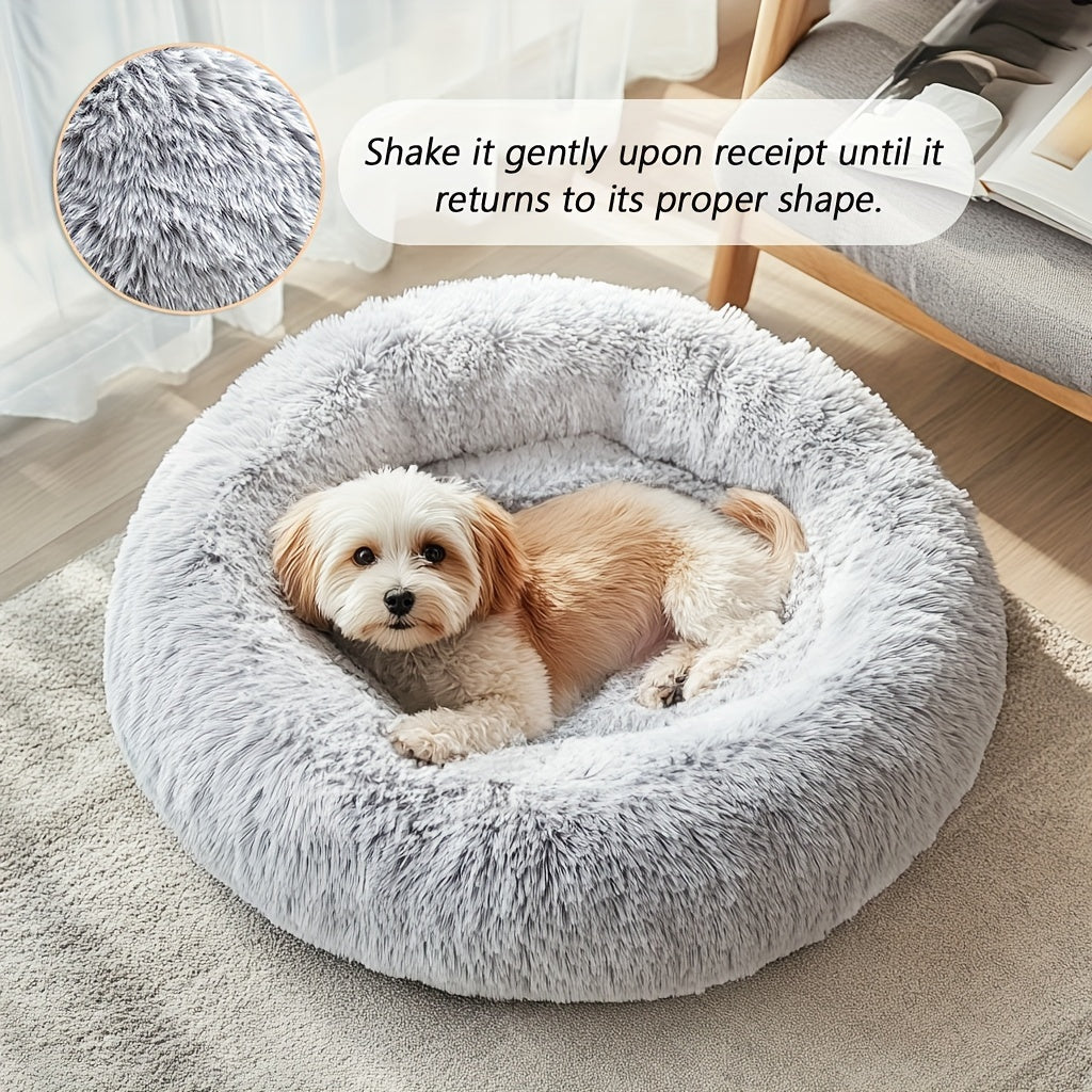 Calm & Cozy Paws: Heated Donut Cuddler Bed for Pets