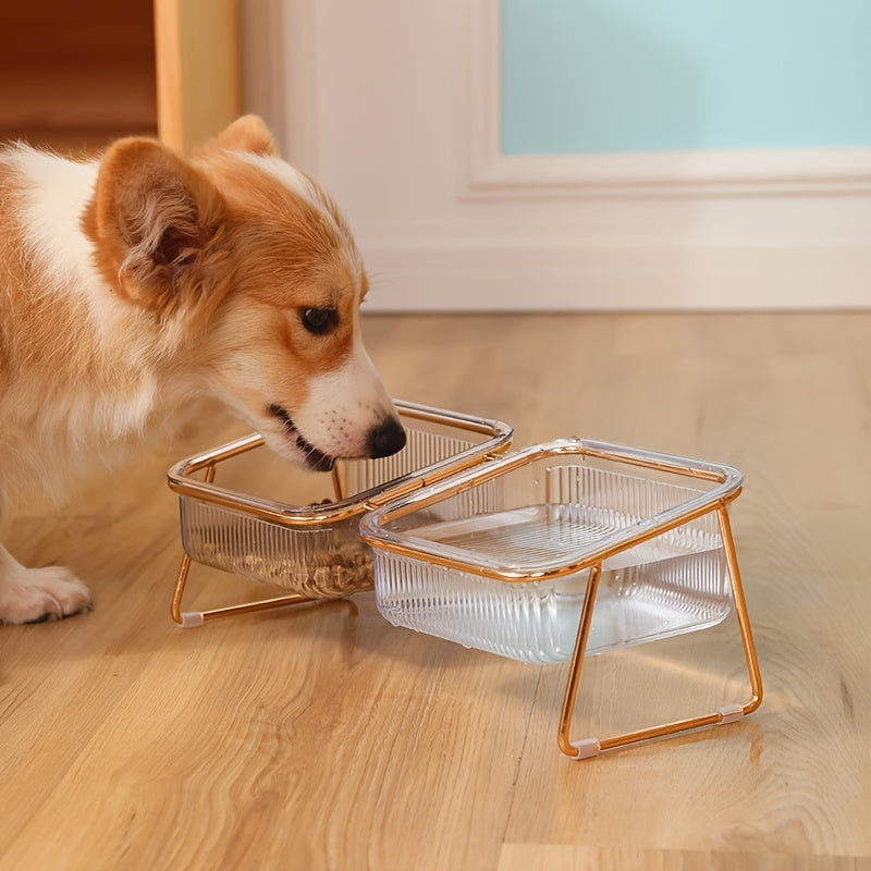 CrystalClear Duo: Space-Saving Cat Food & Water Bowl