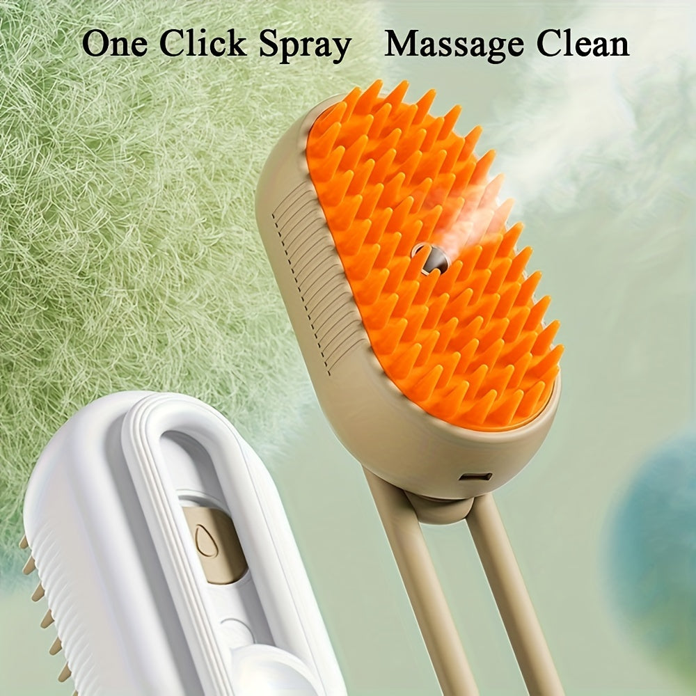 No-Rinse Pet Cleaning Brush – Steam Fluff Removal & Massage Comb