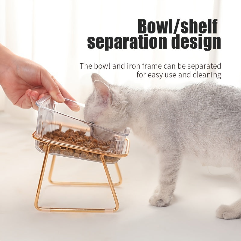 CrystalClear Duo: Space-Saving Cat Food & Water Bowl