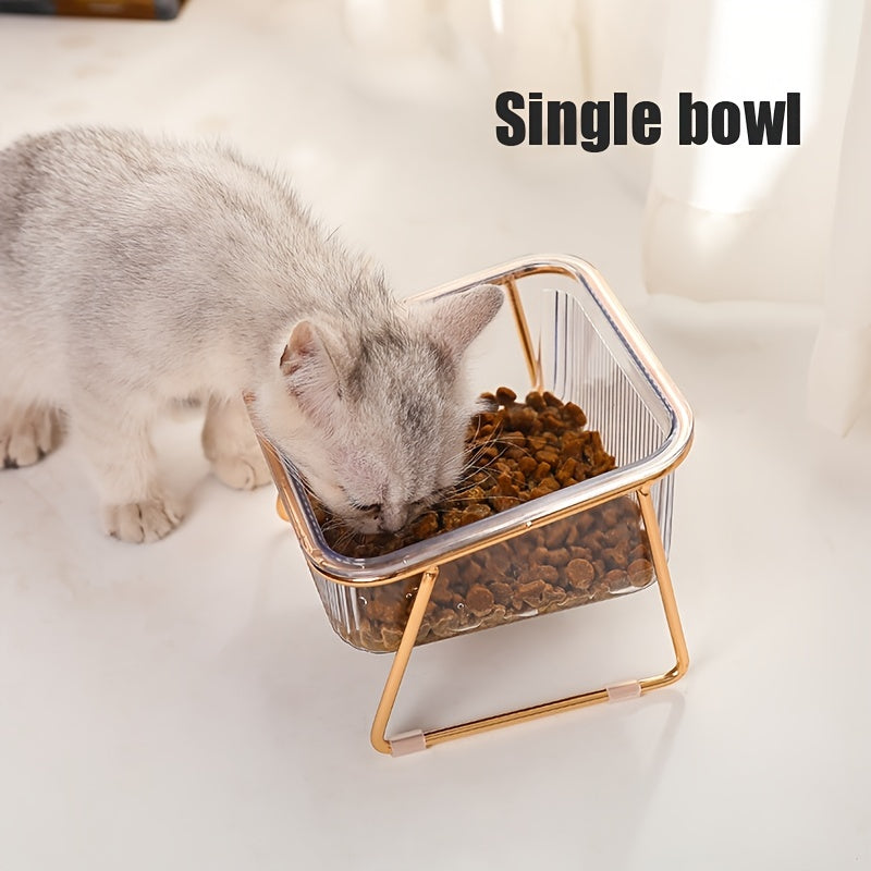 CrystalClear Duo: Space-Saving Cat Food & Water Bowl