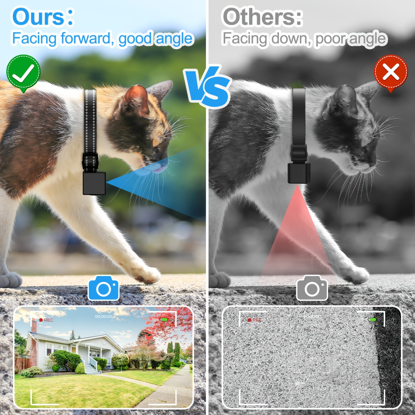 Cat Collar Camera – No WiFi Needed, Lightweight & Rechargeable