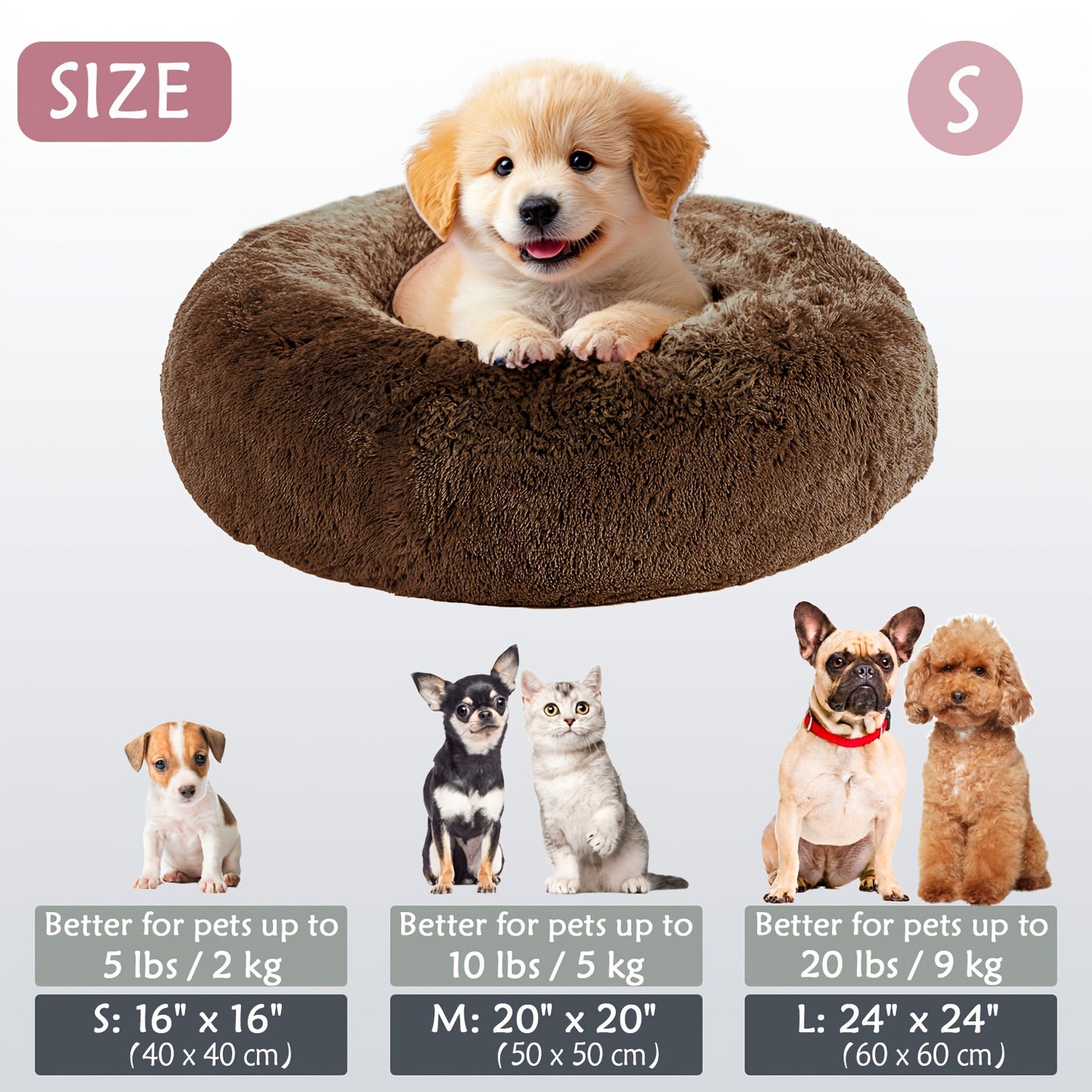 Calm & Cozy Paws: Heated Donut Cuddler Bed for Pets