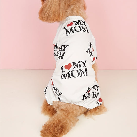 Paw-fectly Adorable: 'I Love My Mom' Pet Shirt for Dogs & Cats (White/Black/Red)