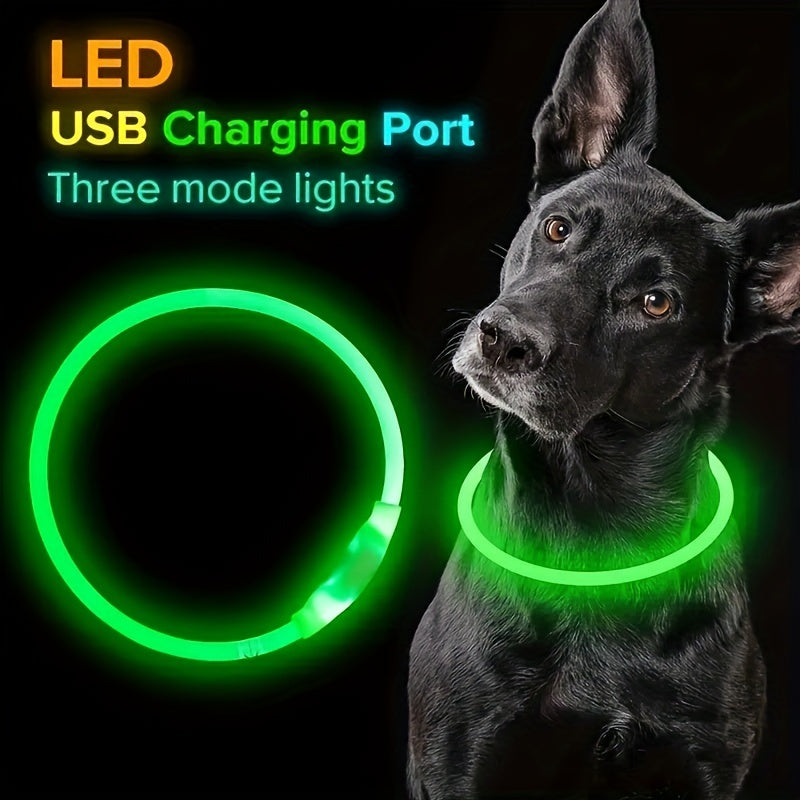 GlowPaw: 360° LED Light Collar for Dogs & Cats