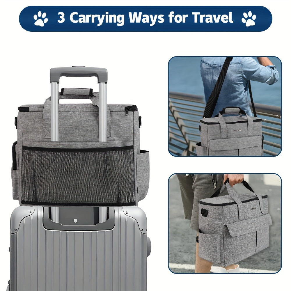 Weekend Getaway: Airline-Approved Pet Travel Kit with Bowls & Storage (Gray/Blue)