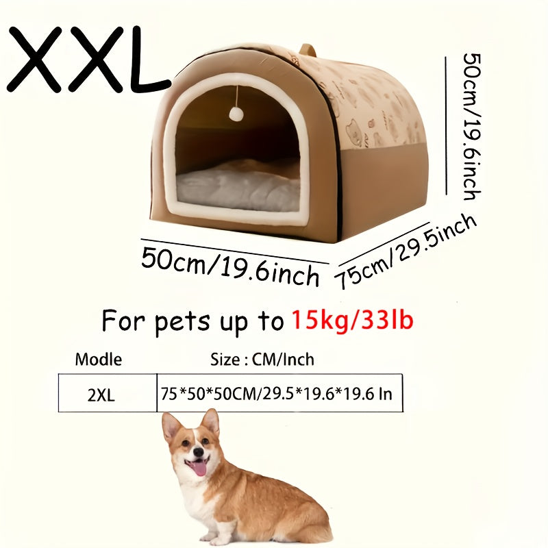 2-in-1 Dog House & Cat Cave - Cozy Bed for Your Furry Friends!