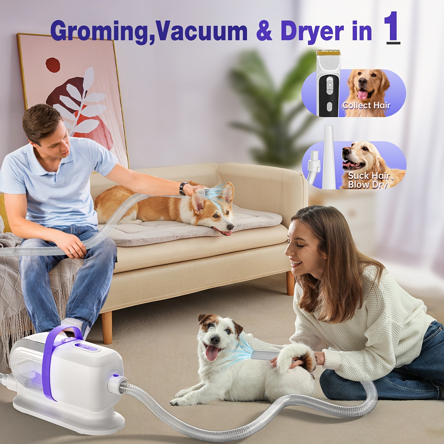 MISBY ProPaw: 8-in-1 Dog Grooming Vacuum with Dryer & 6 Tools