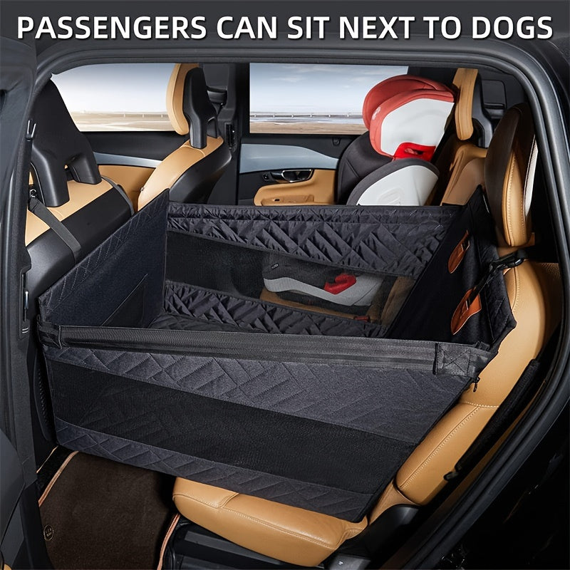 Deluxe Quilted Dog Car Seat Cover - Foldable, Washable Pet Backseat Protector for Cars & Trucks