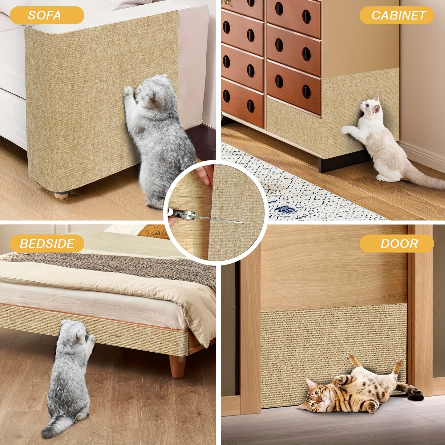 FurniGuard Self-Adhesive Cat Scratching Pad – Durable Polyester Protection for Furniture (YK418377) 🐾