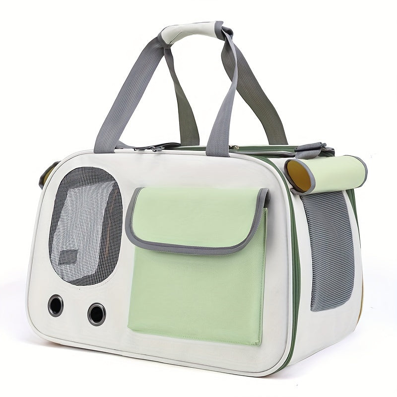 2-in-1 Foldable Cat Carrier: Lightweight, Breathable Travel Bag (Gray)