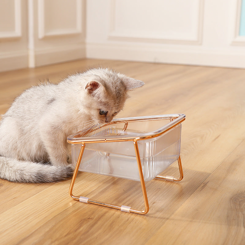 CrystalClear Duo: Space-Saving Cat Food & Water Bowl