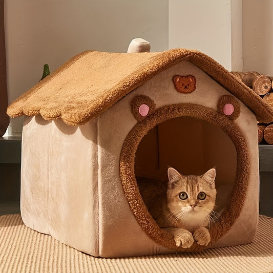 CozyNest Deluxe Cat Cave – Removable, Washable & Winter Warm Pet Bed House (S/M/L) ❄️🐾