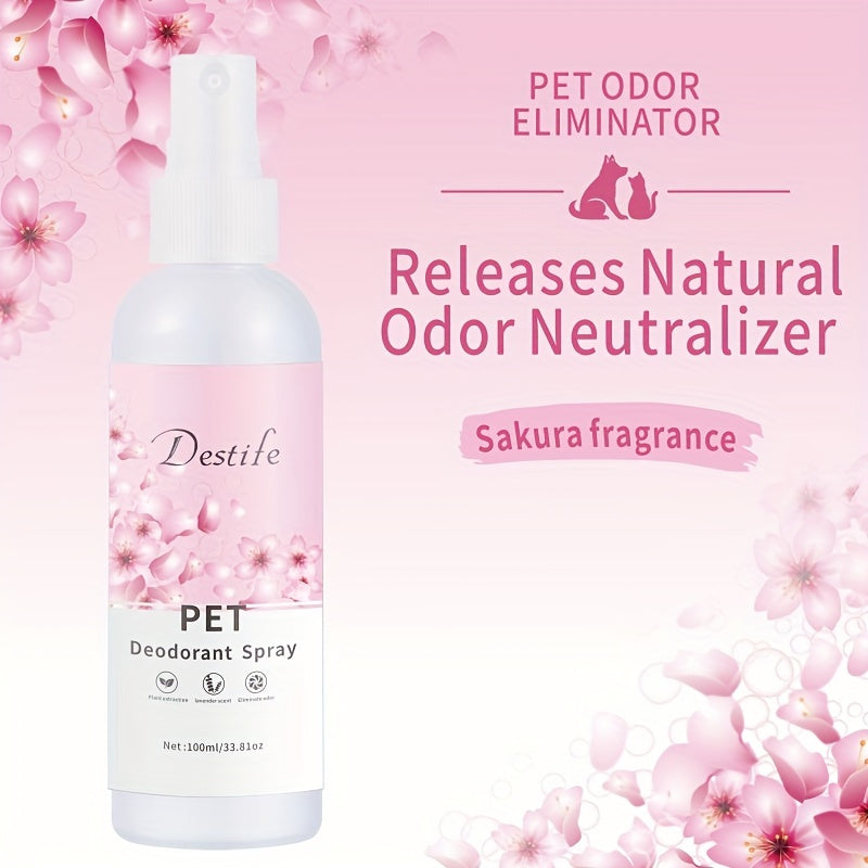 Destife: Plant-Based Pet Freshness Spray with Sakura & Cat Tail Scents