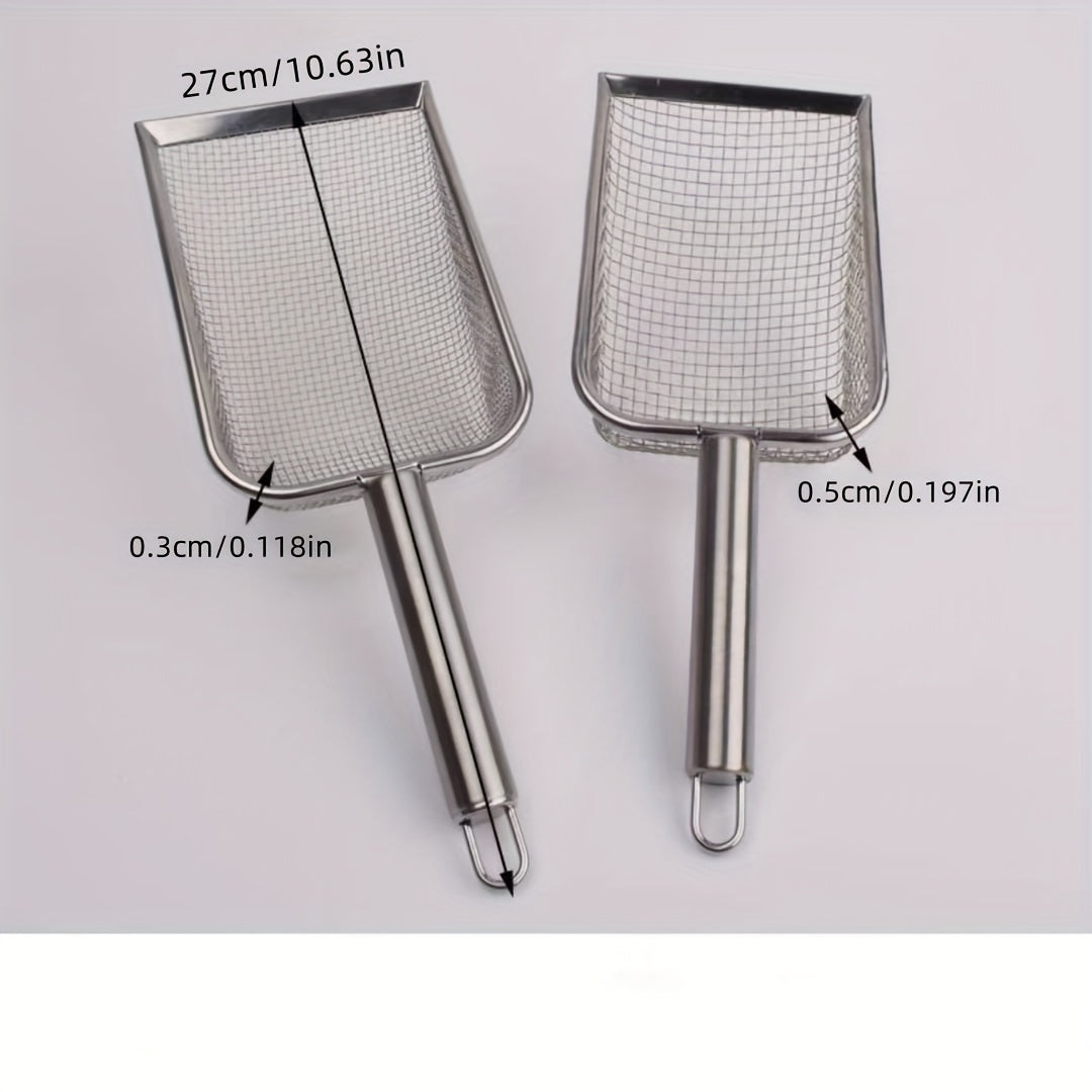 Dual-Size Cat Litter Scoop: Stainless Steel Mesh Sieve with Comfort Grip