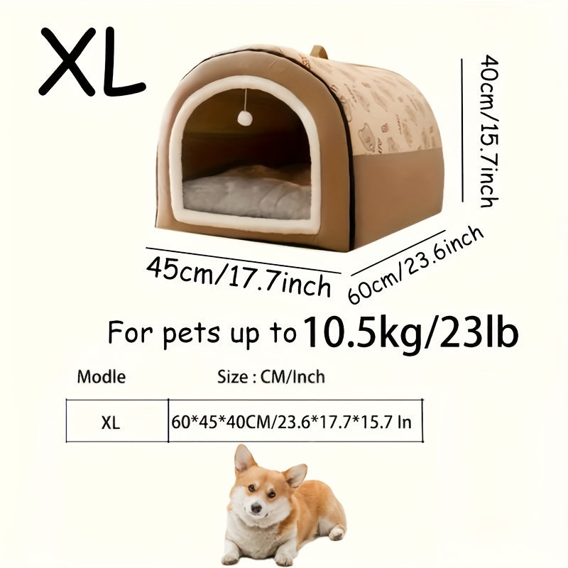 2-in-1 Dog House & Cat Cave - Cozy Bed for Your Furry Friends!