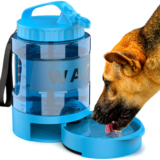 HydraFlow 77oz: Leak-Proof Dog Water Bottle with Built-In Bowl (Ocean Blue)