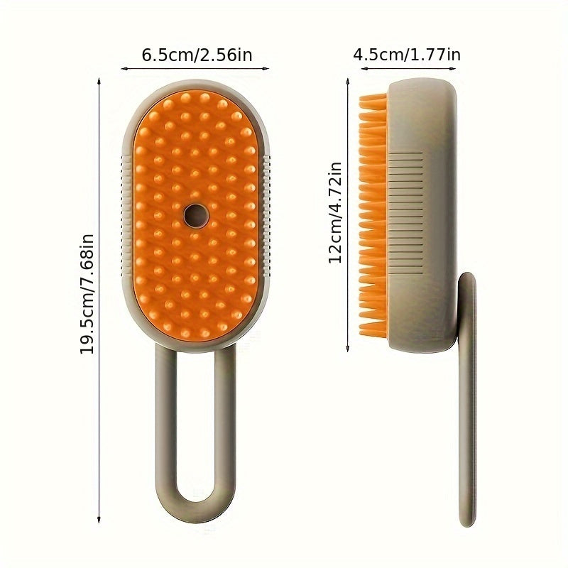 No-Rinse Pet Cleaning Brush – Steam Fluff Removal & Massage Comb