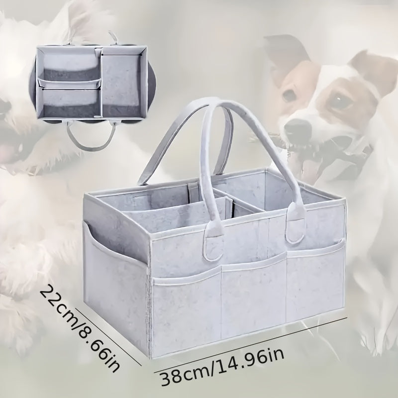 Premium Light Gray Grooming Tote: Portable Organizer for Pet Care On-the-Go