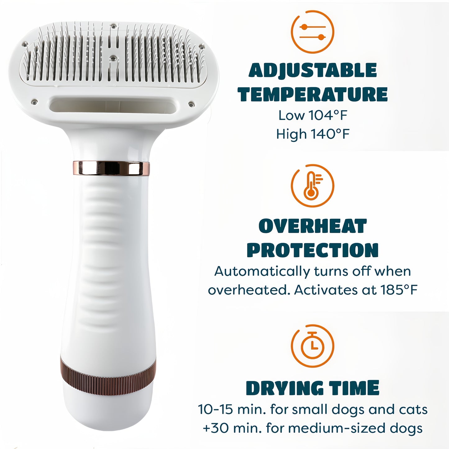 LovePaw: Heated Grooming Brush & Dryer with 3 Temp Settings (Valentine’s Gift)