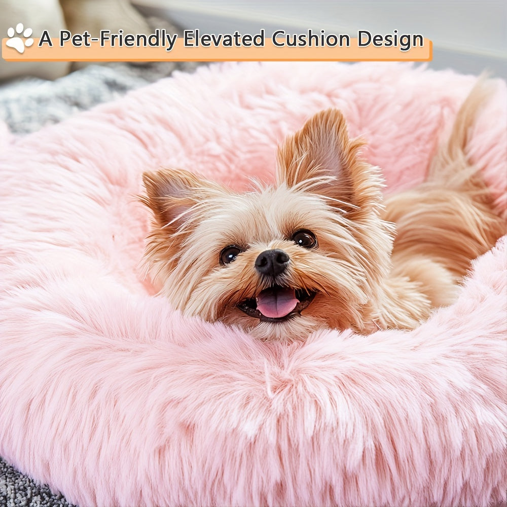 Calm & Cozy Paws: Heated Donut Cuddler Bed for Pets