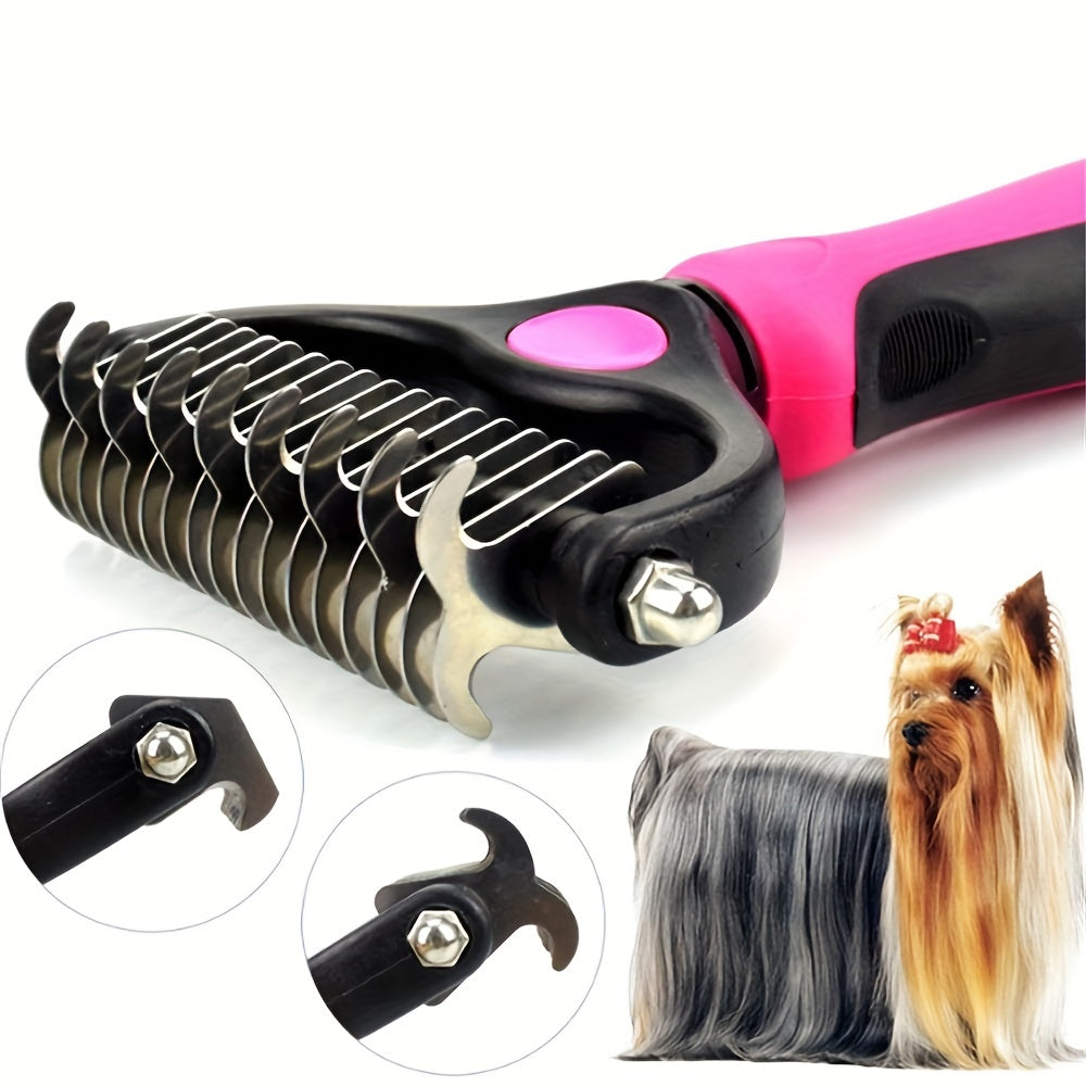 Dual-Action Pet Comb: 2-in-1 Knot Cutter & Thinner with Safety Blades