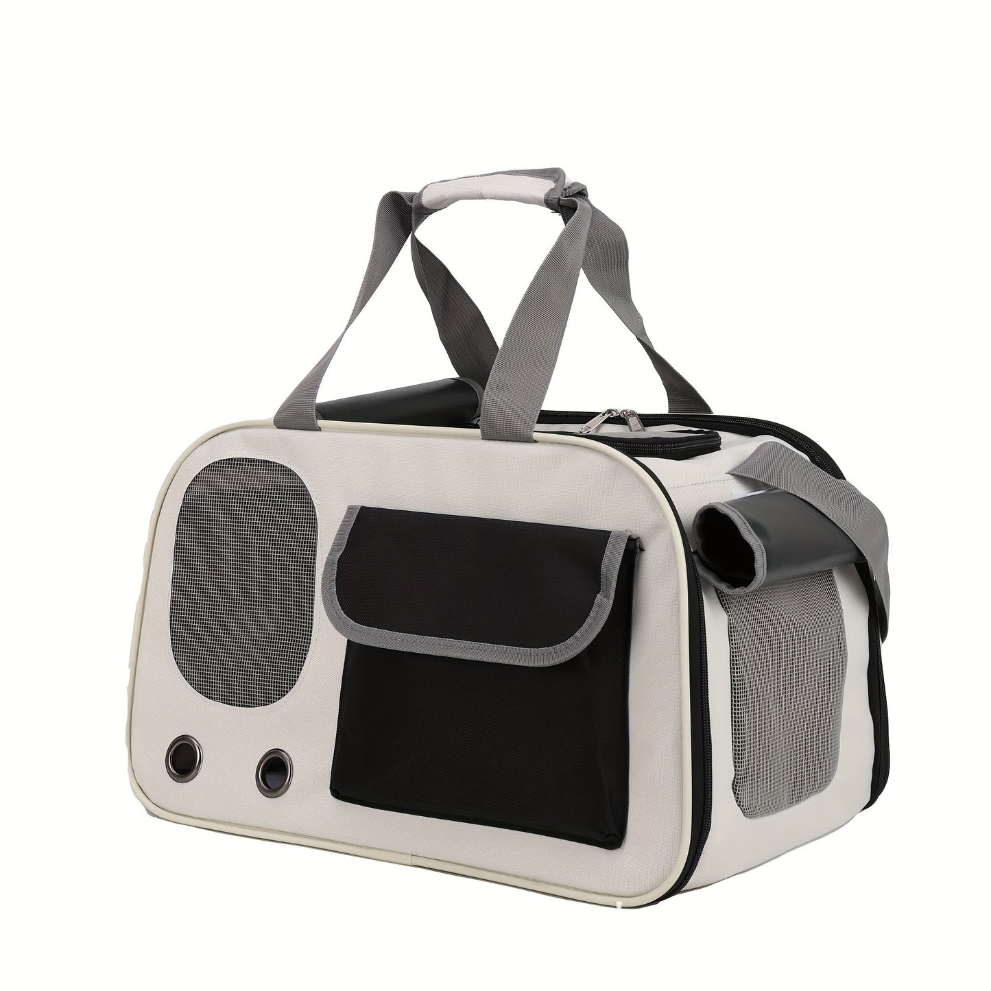 Ventilated Space Capsule: Foldable Pet Carrier for Cats & Small Dogs (Gray)