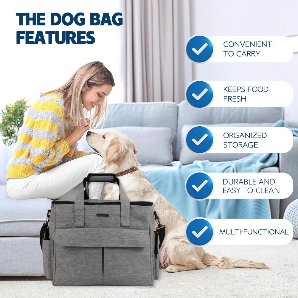 Weekend Getaway: Airline-Approved Pet Travel Kit with Bowls & Storage (Gray/Blue)