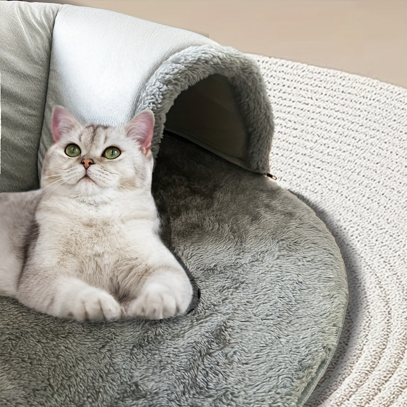 3-in-1 Cozy Cat Tunnel Bed – Play Mat & Warm Nest for Small Pets