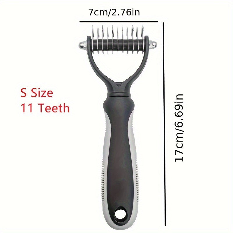 Dual-Action Pet Comb: 2-in-1 Knot Cutter & Thinner with Safety Blades