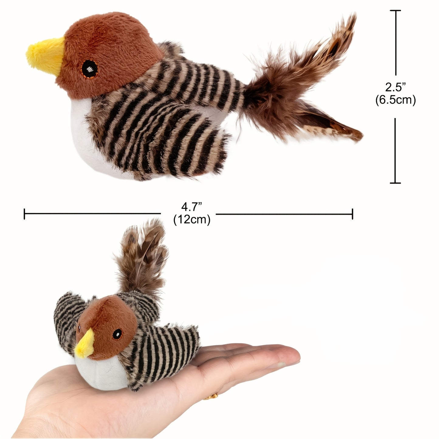 FeatherFrenzy: Battery-Powered Bird Call Toy with Feather Tail for Cats